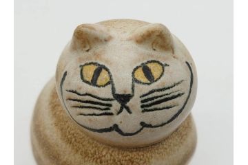 北欧雑貨　リサ・ラーソン　Lisa Larson　ミア(Mia)　マンズ(Mans)　キャット　猫　ねこ　ネコ　小振りで可愛らしいオブジェ3点セット(置物、陶器、ホワイト、ブラウン)(R-075647)
