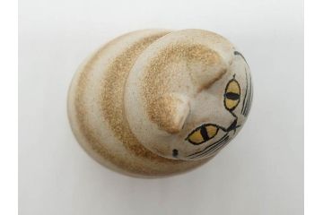 北欧雑貨　リサ・ラーソン　Lisa Larson　ミア(Mia)　マンズ(Mans)　キャット　猫　ねこ　ネコ　小振りで可愛らしいオブジェ3点セット(置物、陶器、ホワイト、ブラウン)(R-075647)