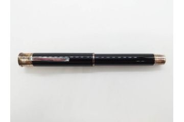 デンマーク　GEORG JENSEN(ジョージ・ジェンセン)　M18K(18金)　925S　万年筆(METAL、DENMARK、シルバー、SILVER、筆記具、文具、箱付き)(R-075649)