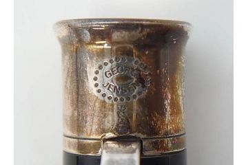 デンマーク　GEORG JENSEN(ジョージ・ジェンセン)　M18K(18金)　925S　万年筆(METAL、DENMARK、シルバー、SILVER、筆記具、文具、箱付き)(R-075649)