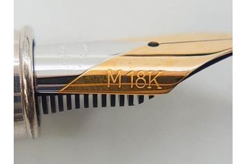 デンマーク　GEORG JENSEN(ジョージ・ジェンセン)　M18K(18金)　925S　万年筆(METAL、DENMARK、シルバー、SILVER、筆記具、文具、箱付き)(R-075649)