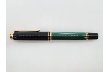 ドイツ　PELIKAN　ペリカン日本(株)社製　スーベレーン　M800　18C-750　F　万年筆(緑縞、グリーン系、ストライプ、INK、インク、筆記具、文具、吸入式、箱付き)(R-075650)