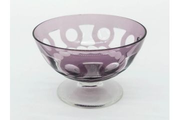昭和初期　色被せ　切子　紫　上品な色合いが美しいグラス4客セット(デザートカップ、氷コップ、硝子、ガラス)(R-075652)