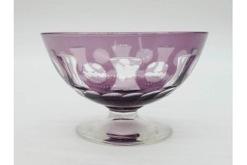 昭和初期　色被せ　切子　紫　上品な色合いが美しいグラス4客セット(デザートカップ、氷コップ、硝子、ガラス)(R-075652)