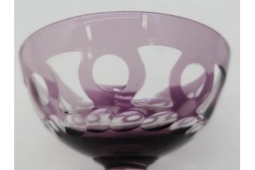 昭和初期　色被せ　切子　紫　上品な色合いが美しいグラス4客セット(デザートカップ、氷コップ、硝子、ガラス)(R-075652)