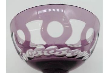 昭和初期　色被せ　切子　紫　上品な色合いが美しいグラス4客セット(デザートカップ、氷コップ、硝子、ガラス)(R-075652)