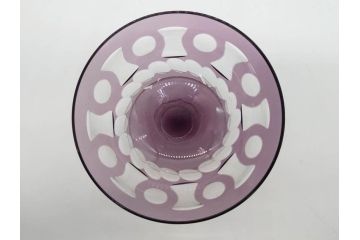 昭和初期　色被せ　切子　紫　上品な色合いが美しいグラス4客セット(デザートカップ、氷コップ、硝子、ガラス)(R-075652)