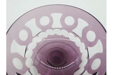昭和初期　色被せ　切子　紫　上品な色合いが美しいグラス4客セット(デザートカップ、氷コップ、硝子、ガラス)(R-075652)