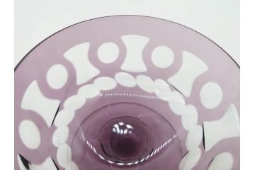 昭和初期　色被せ　切子　紫　上品な色合いが美しいグラス4客セット(デザートカップ、氷コップ、硝子、ガラス)(R-075652)