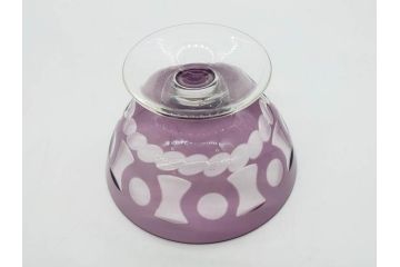 昭和初期　色被せ　切子　紫　上品な色合いが美しいグラス4客セット(デザートカップ、氷コップ、硝子、ガラス)(R-075652)