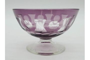 昭和初期　色被せ　切子　紫　上品な色合いが美しいグラス4客セット(デザートカップ、氷コップ、硝子、ガラス)(R-075652)