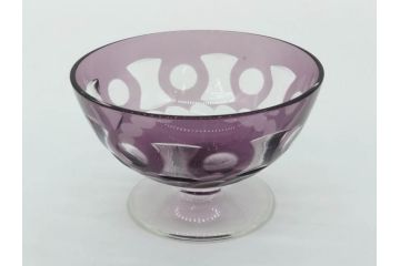 昭和初期　色被せ　切子　紫　上品な色合いが美しいグラス4客セット(デザートカップ、氷コップ、硝子、ガラス)(R-075652)
