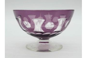 昭和初期　色被せ　切子　紫　上品な色合いが美しいグラス4客セット(デザートカップ、氷コップ、硝子、ガラス)(R-075652)