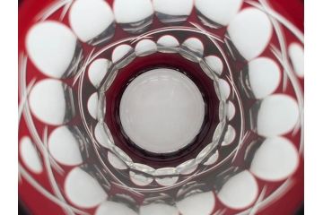 昭和初期　江戸 切子　色被せガラス　赤　紫　様々なカットが施された優美な印象の水差し&グラス12客セット(カットガラス、硝子、ピッチャー、カラフェ、コップ)(R-075653)