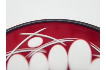 昭和初期　江戸 切子　色被せガラス　赤　紫　様々なカットが施された優美な印象の水差し&グラス12客セット(カットガラス、硝子、ピッチャー、カラフェ、コップ)(R-075653)