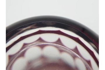 昭和初期　江戸 切子　色被せガラス　赤　紫　様々なカットが施された優美な印象の水差し&グラス12客セット(カットガラス、硝子、ピッチャー、カラフェ、コップ)(R-075653)