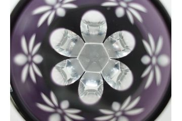 昭和初期　江戸 切子　色被せガラス　赤　紫　様々なカットが施された優美な印象の水差し&グラス12客セット(カットガラス、硝子、ピッチャー、カラフェ、コップ)(R-075653)