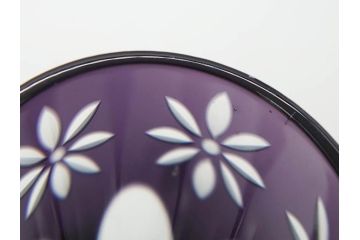 昭和初期　江戸 切子　色被せガラス　赤　紫　様々なカットが施された優美な印象の水差し&グラス12客セット(カットガラス、硝子、ピッチャー、カラフェ、コップ)(R-075653)