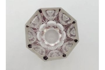 昭和初期　江戸 切子　色被せガラス　赤　紫　様々なカットが施された優美な印象の水差し&グラス12客セット(カットガラス、硝子、ピッチャー、カラフェ、コップ)(R-075653)