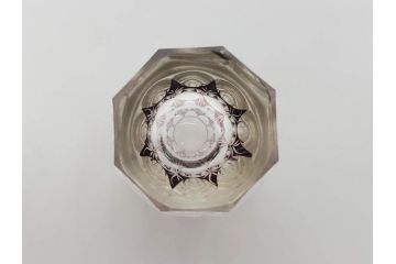 昭和初期　江戸 切子　色被せガラス　赤　紫　様々なカットが施された優美な印象の水差し&グラス12客セット(カットガラス、硝子、ピッチャー、カラフェ、コップ)(R-075653)