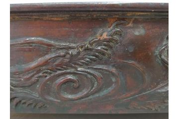 時代物　金工　嶺雲鋳　龍文　細部まで施された意匠が目を惹く水盤(銅製、盆栽鉢、花器)(R-075654)