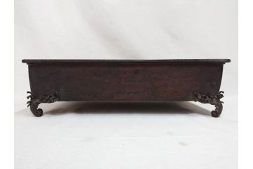 時代物　金工　嶺雲鋳　龍文　細部まで施された意匠が目を惹く水盤(銅製、盆栽鉢、花器)(R-075654)