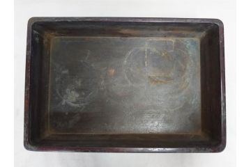 時代物　金工　嶺雲鋳　龍文　細部まで施された意匠が目を惹く水盤(銅製、盆栽鉢、花器)(R-075654)