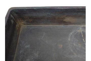 時代物　金工　嶺雲鋳　龍文　細部まで施された意匠が目を惹く水盤(銅製、盆栽鉢、花器)(R-075654)