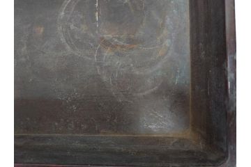 時代物　金工　嶺雲鋳　龍文　細部まで施された意匠が目を惹く水盤(銅製、盆栽鉢、花器)(R-075654)