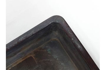 時代物　金工　嶺雲鋳　龍文　細部まで施された意匠が目を惹く水盤(銅製、盆栽鉢、花器)(R-075654)