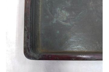時代物　金工　嶺雲鋳　龍文　細部まで施された意匠が目を惹く水盤(銅製、盆栽鉢、花器)(R-075654)
