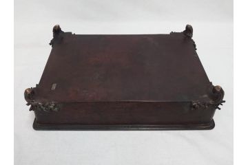時代物　金工　嶺雲鋳　龍文　細部まで施された意匠が目を惹く水盤(銅製、盆栽鉢、花器)(R-075654)