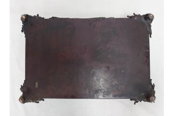 時代物　金工　嶺雲鋳　龍文　細部まで施された意匠が目を惹く水盤(銅製、盆栽鉢、花器)(R-075654)