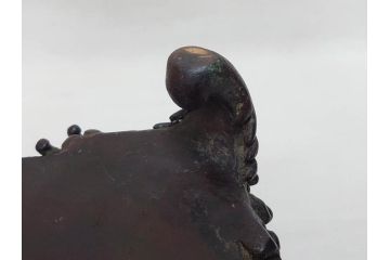 時代物　金工　嶺雲鋳　龍文　細部まで施された意匠が目を惹く水盤(銅製、盆栽鉢、花器)(R-075654)