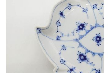 デンマーク　ROYAL COPENHAGEN(ロイヤルコペンハーゲン)　ブルーフルーテッド　ハーフレース　プレイン　リーフディッシュ・オープンシュガー・ボウル・絵皿(小皿)　まとめて10点セット(プレート、変形皿、洋食器)(R-075659)