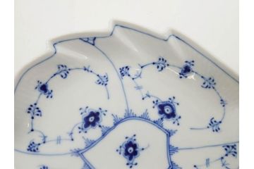 デンマーク　ROYAL COPENHAGEN(ロイヤルコペンハーゲン)　ブルーフルーテッド　ハーフレース　プレイン　リーフディッシュ・オープンシュガー・ボウル・絵皿(小皿)　まとめて10点セット(プレート、変形皿、洋食器)(R-075659)