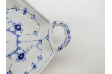 デンマーク　ROYAL COPENHAGEN(ロイヤルコペンハーゲン)　ブルーフルーテッド　ハーフレース　プレイン　リーフディッシュ・オープンシュガー・ボウル・絵皿(小皿)　まとめて10点セット(プレート、変形皿、洋食器)(R-075659)