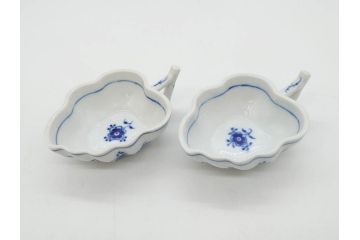 デンマーク　ROYAL COPENHAGEN(ロイヤルコペンハーゲン)　ブルーフルーテッド　ハーフレース　プレイン　リーフディッシュ・オープンシュガー・ボウル・絵皿(小皿)　まとめて10点セット(プレート、変形皿、洋食器)(R-075659)