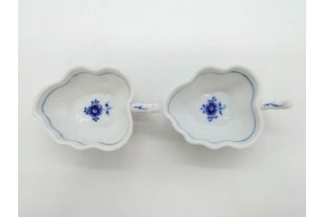 デンマーク　ROYAL COPENHAGEN(ロイヤルコペンハーゲン)　ブルーフルーテッド　ハーフレース　プレイン　リーフディッシュ・オープンシュガー・ボウル・絵皿(小皿)　まとめて10点セット(プレート、変形皿、洋食器)(R-075659)