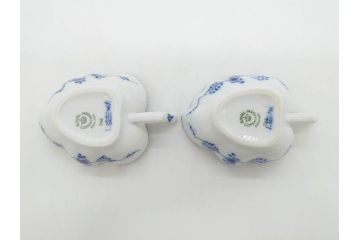 デンマーク　ROYAL COPENHAGEN(ロイヤルコペンハーゲン)　ブルーフルーテッド　ハーフレース　プレイン　リーフディッシュ・オープンシュガー・ボウル・絵皿(小皿)　まとめて10点セット(プレート、変形皿、洋食器)(R-075659)
