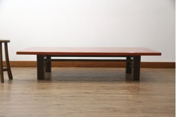 中古　美品　輪島塗り　漆塗り　百人一首の絵柄が趣を感じさせる座卓(ローテーブル、センターテーブル、リビングテーブル)(R-075660)