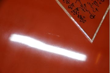 中古　美品　輪島塗り　漆塗り　百人一首の絵柄が趣を感じさせる座卓(ローテーブル、センターテーブル、リビングテーブル)(R-075660)