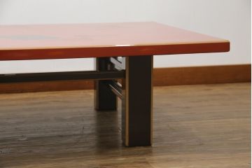 中古　美品　輪島塗り　漆塗り　百人一首の絵柄が趣を感じさせる座卓(ローテーブル、センターテーブル、リビングテーブル)(R-075660)