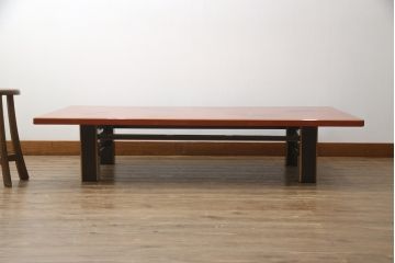 中古　美品　輪島塗り　漆塗り　百人一首の絵柄が趣を感じさせる座卓(ローテーブル、センターテーブル、リビングテーブル)(R-075660)