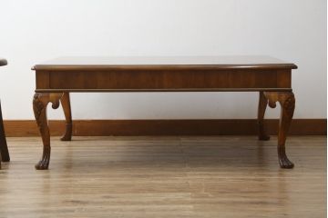 中古　美品　DREXEL HERITAGE(ドレクセルヘリテイジ)　なめらかな猫脚が目を惹くセンターテーブル(ローテーブル、リビングテーブル)(R-075665)