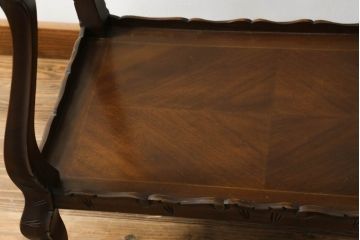 イギリスビンテージ　滑らかな曲線を描く脚のデザインが目を惹くサイドテーブル(ワゴンテーブル、キッチンワゴン、キャスターワゴン、英国、ヴィンテージ)(R-075684)