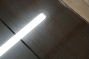 中古　美品　指物工芸家具　本紫檀(シタン)　凝った脚のデザインが目を惹くガラス天板付き座卓(ローテーブル、センターテーブル)(R-075690)