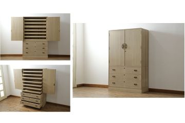 中古　柔らかな色合いと上品な佇まいが魅力的な加茂総桐箪笥(並厚、総桐たんす、衣装箪笥、着物箪笥、和タンス、引き出し)(R-075702)