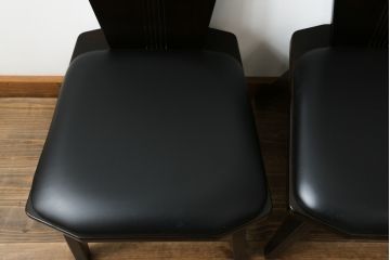 中古　廃盤モデル　星野民芸(星野民藝)　桜材　個性的なデザインが存在感を放つダイニングチェア4脚セット(椅子、イス、バラ売り可能)(R-075712)