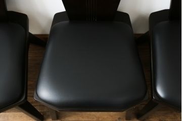 中古　廃盤モデル　星野民芸(星野民藝)　桜材　個性的なデザインが存在感を放つダイニングチェア4脚セット(椅子、イス、バラ売り可能)(R-075712)